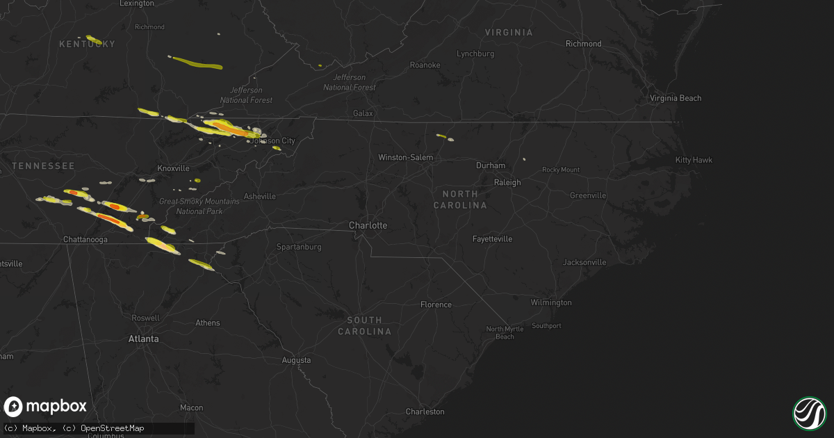 Hail map in North Carolina on March 17, 2018