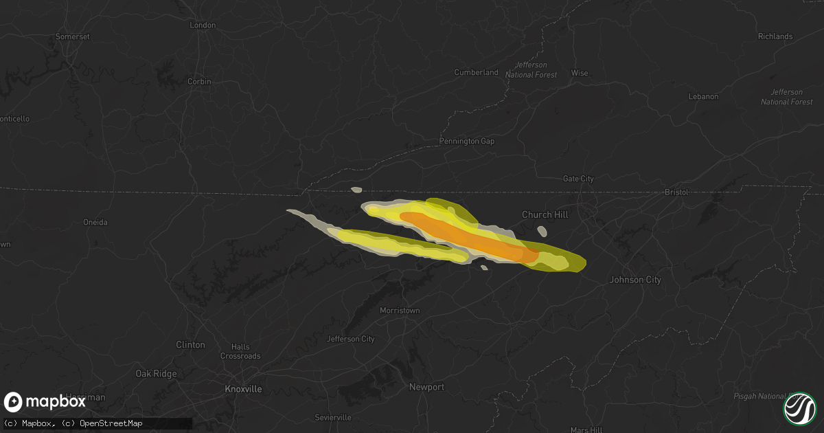 Hail map in Sneedville, TN on March 17, 2018