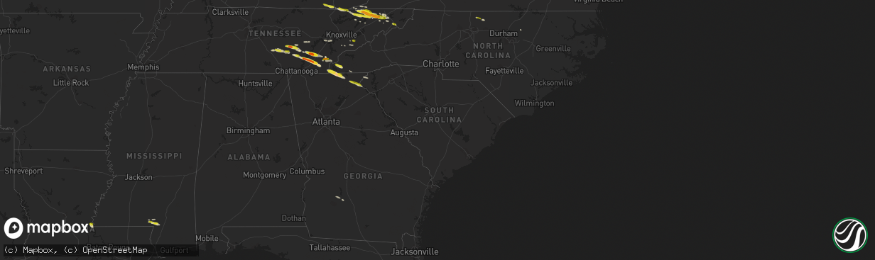 Hail map in South Carolina on March 17, 2018