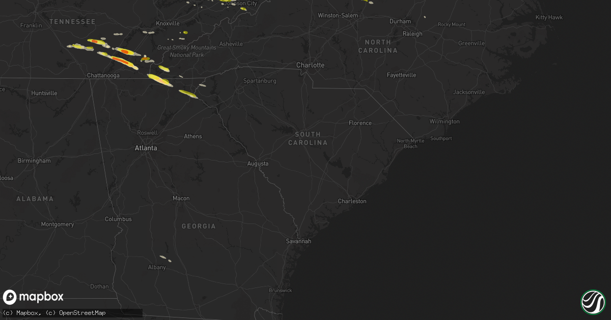 Hail map in South Carolina on March 17, 2018