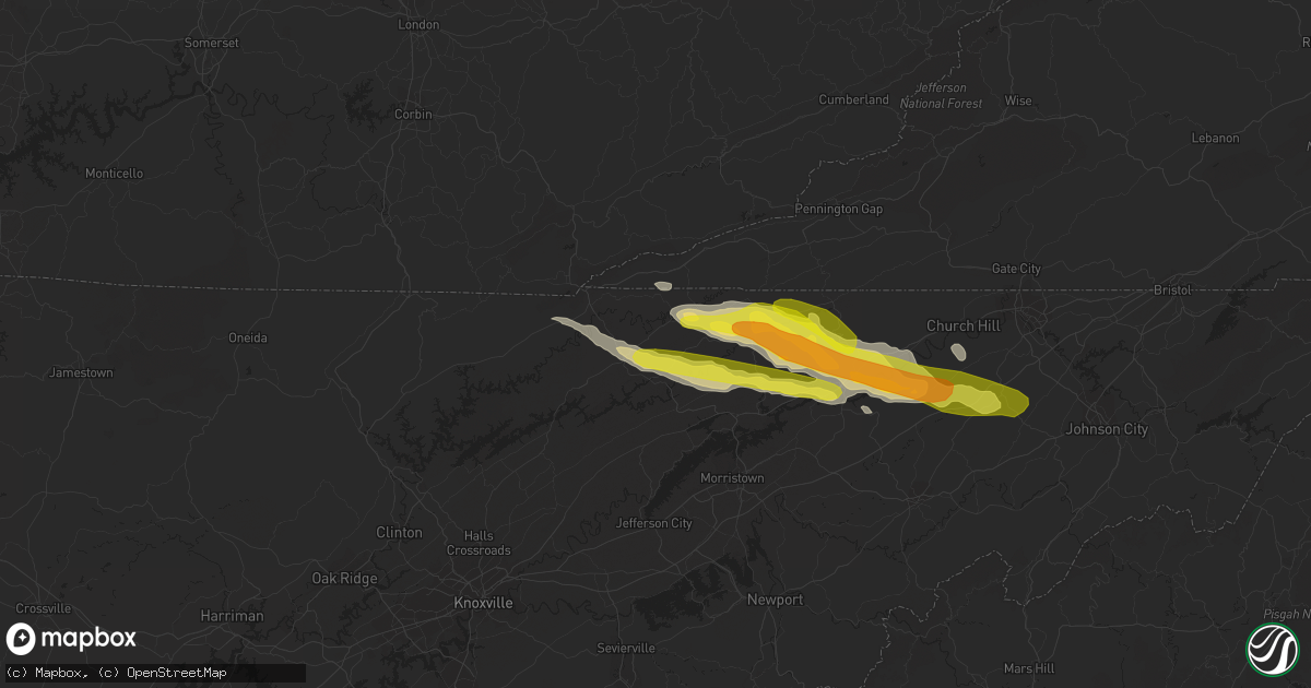 Hail map in Tazewell, TN on March 17, 2018