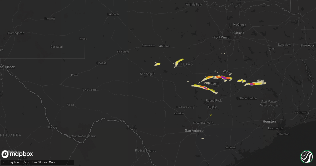 Hail map in Texas on March 17, 2018