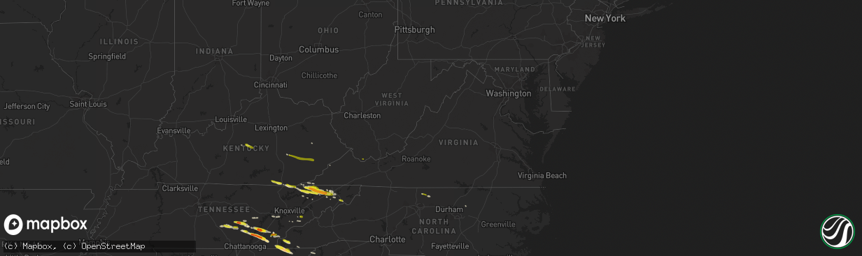 Hail map in Virginia on March 17, 2018