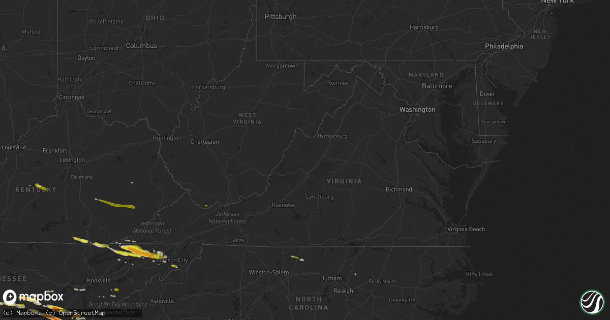 Hail map in Virginia on March 17, 2018