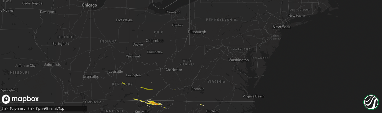 Hail map in West Virginia on March 17, 2018