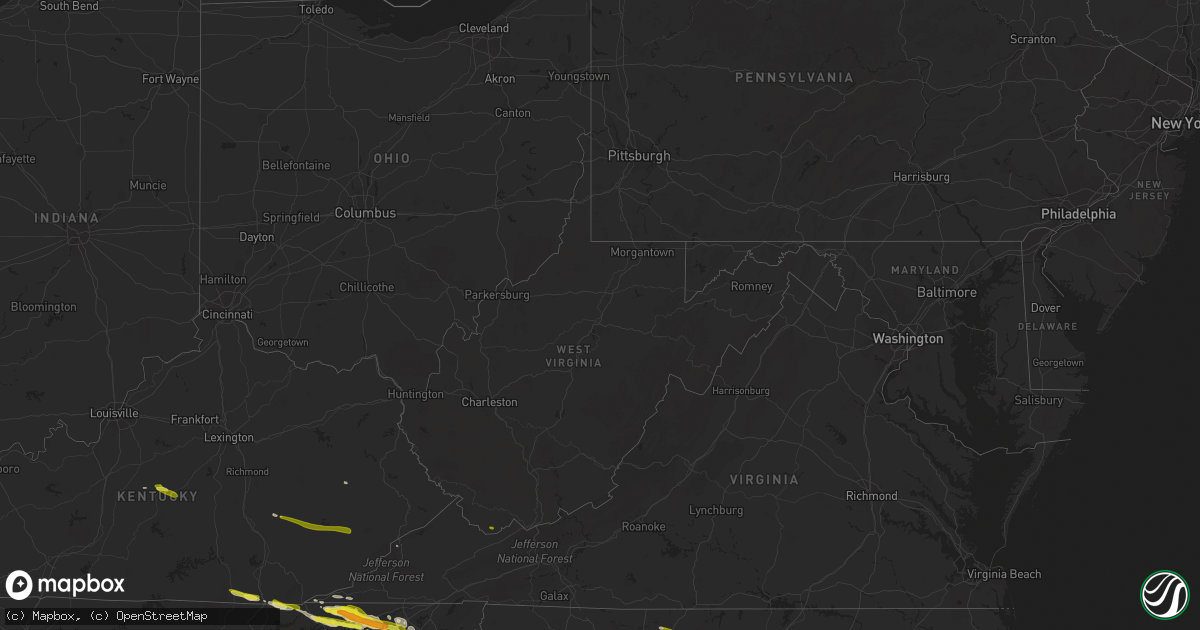 Hail map in West Virginia on March 17, 2018