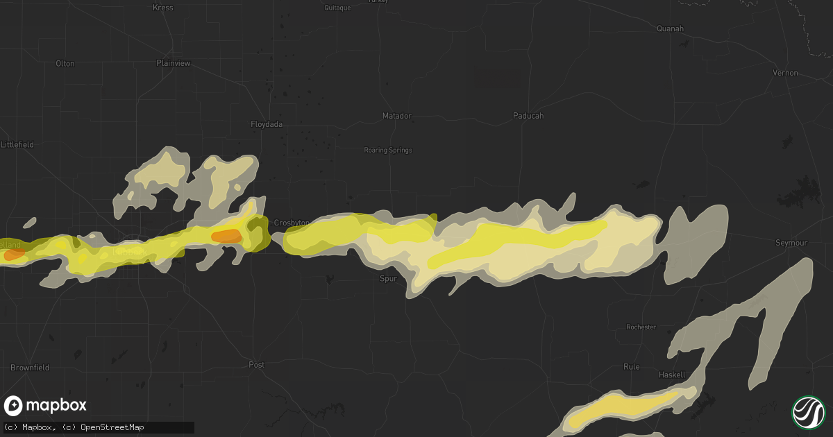 Hail map in Dickens, TX on March 17, 2020