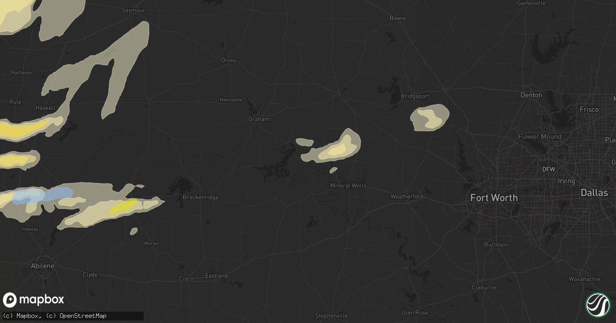 Hail map in Graford, TX on March 17, 2020