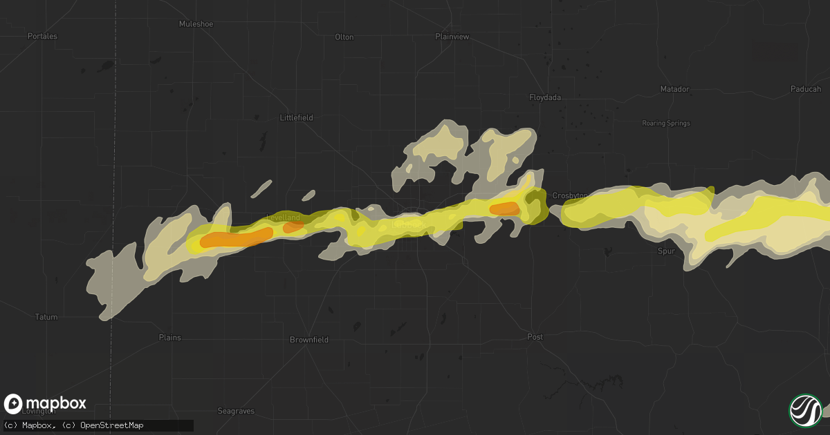 Hail map in Lubbock, TX on March 17, 2020