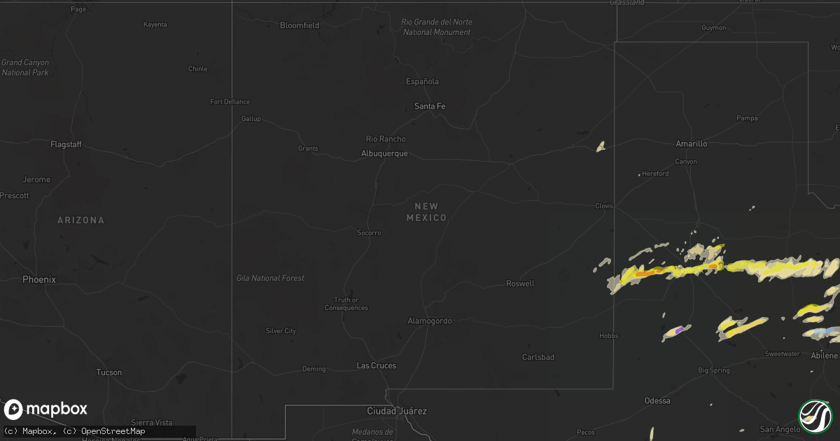 Hail map in New Mexico on March 17, 2020