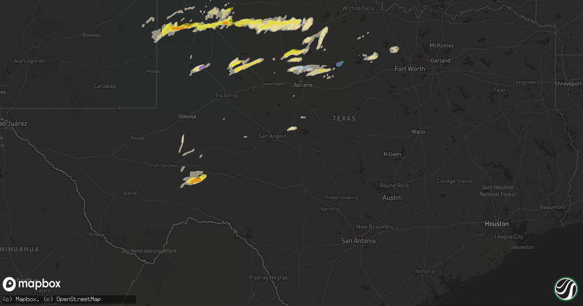 Hail map in Texas on March 17, 2020