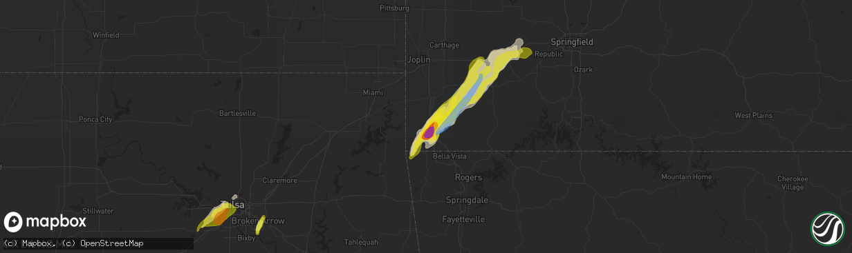 Hail map in Anderson, MO on March 17, 2021