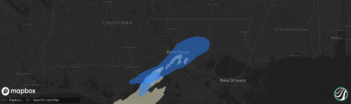 Hail map in Baton Rouge, LA on March 17, 2021