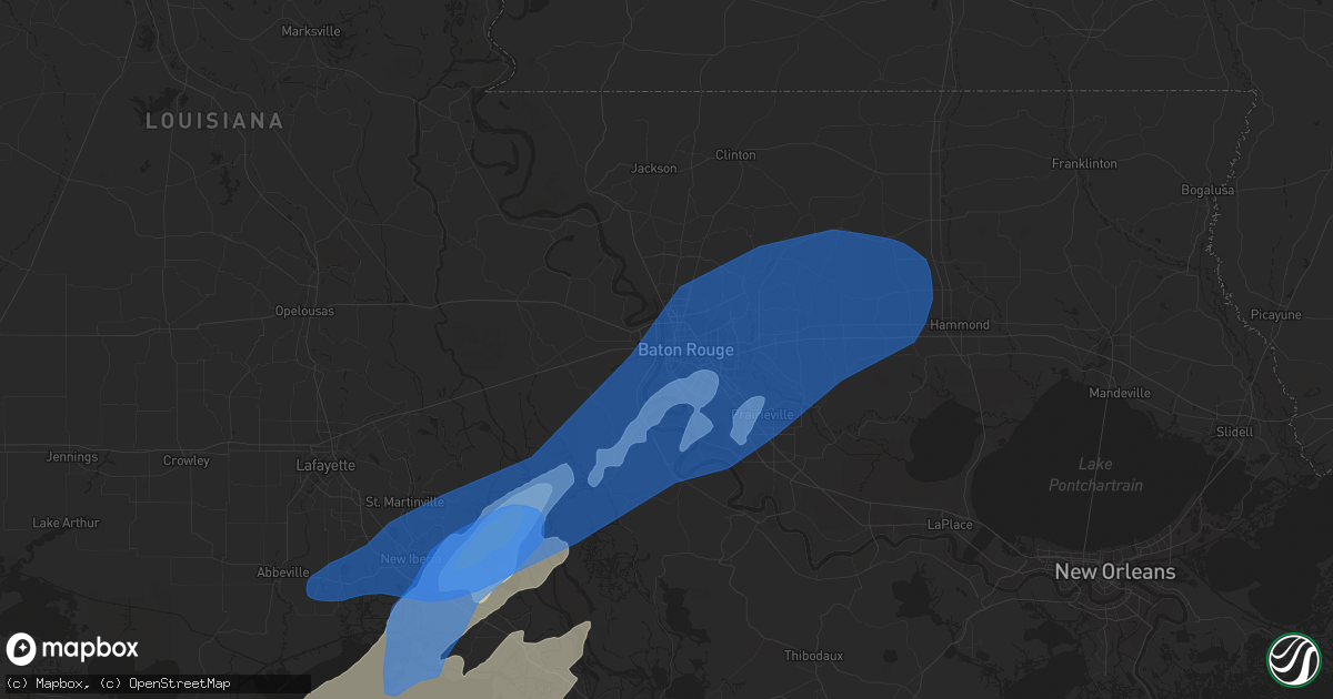 Hail map in Baton Rouge, LA on March 17, 2021