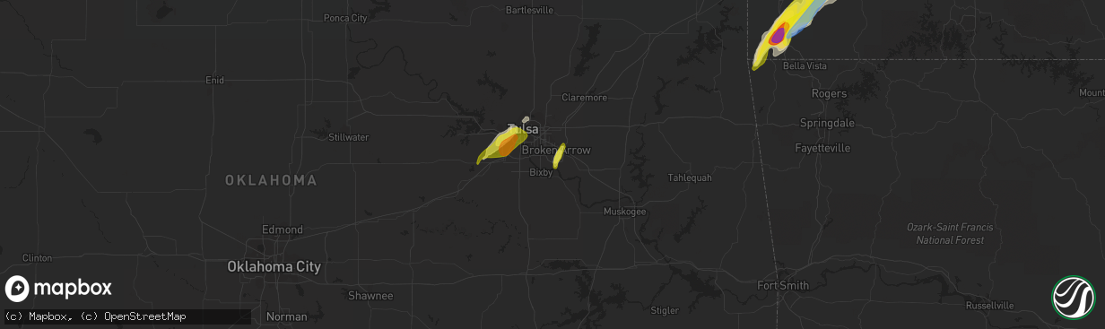 Hail map in Broken Arrow, OK on March 17, 2021