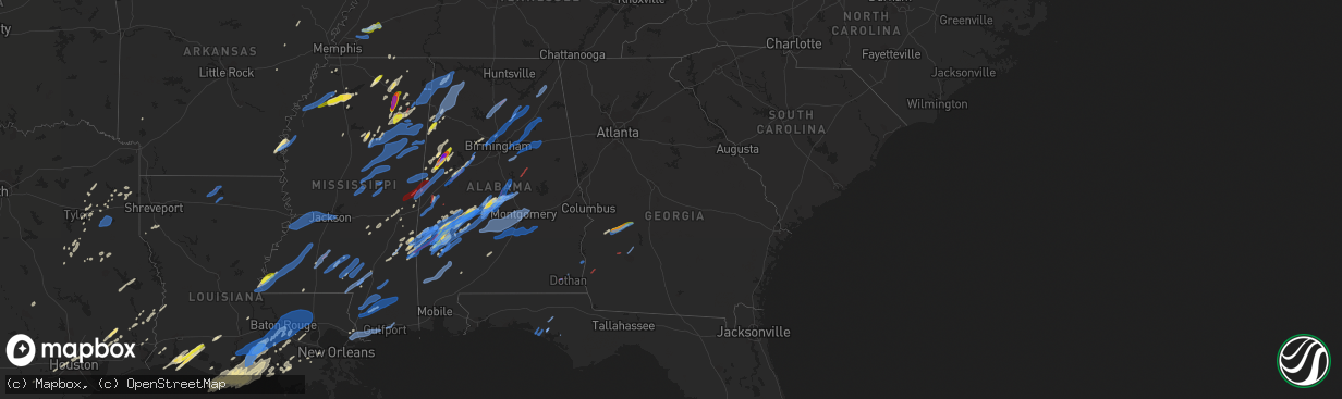 Hail map in Georgia on March 17, 2021