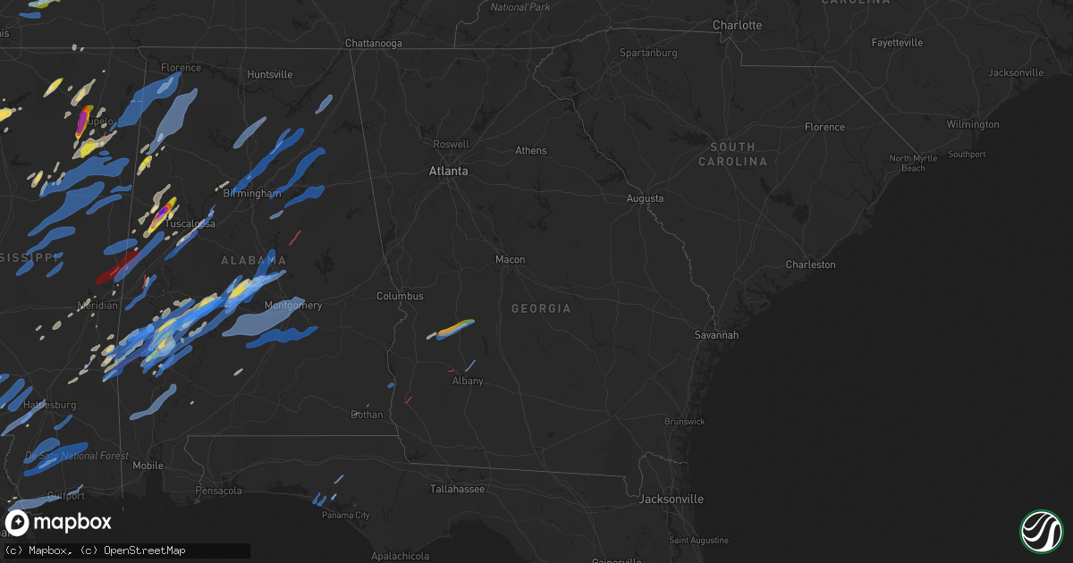 Hail map in Georgia on March 17, 2021