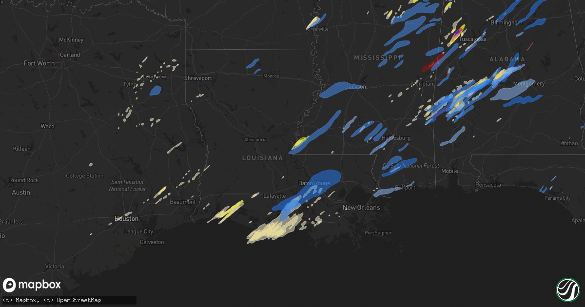 Hail map in Louisiana on March 17, 2021