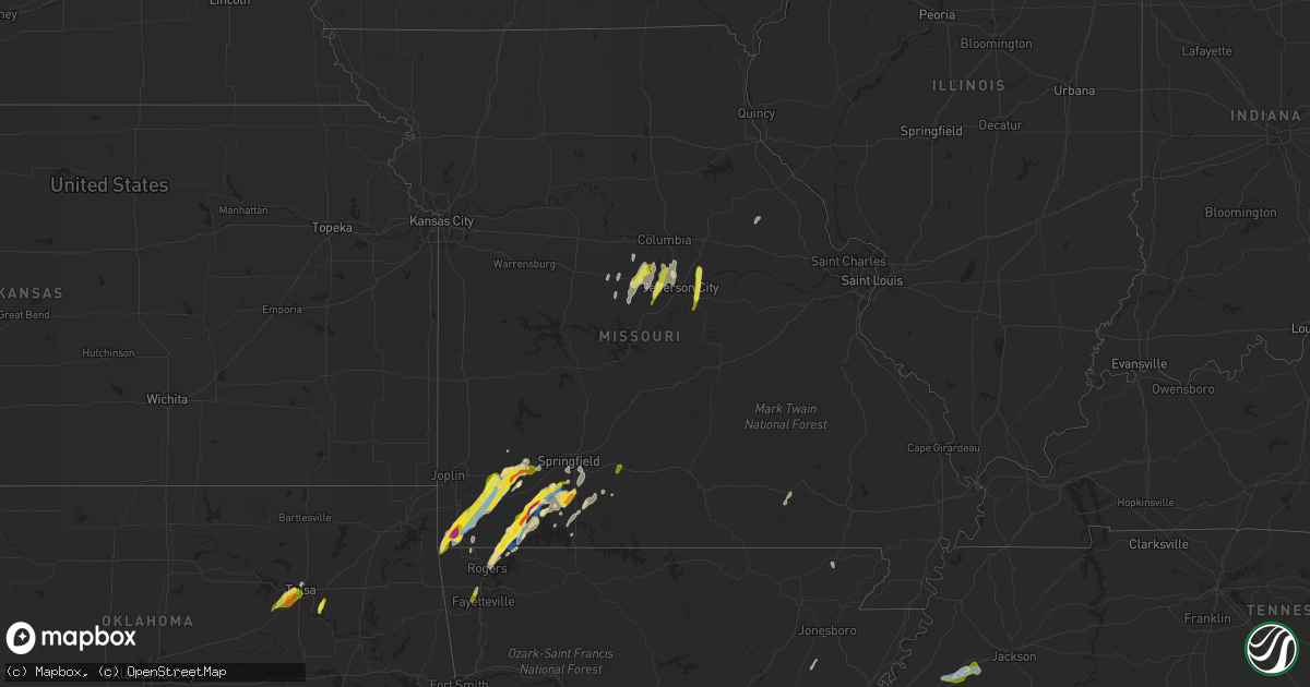 Hail map in Missouri on March 17, 2021