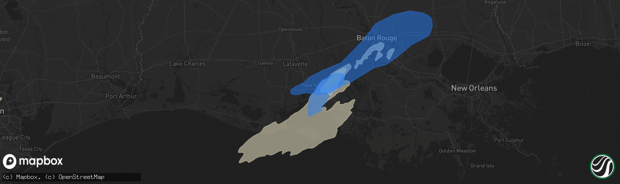 Hail map in New Iberia, LA on March 17, 2021