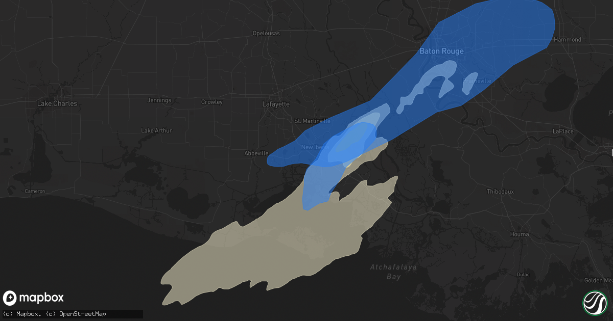 Hail map in New Iberia, LA on March 17, 2021