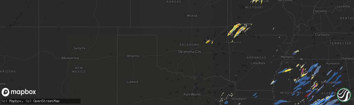 Hail map in Oklahoma on March 17, 2021