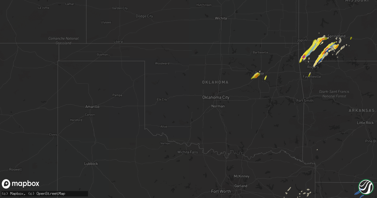 Hail map in Oklahoma on March 17, 2021