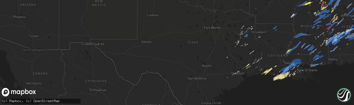 Hail map in Texas on March 17, 2021