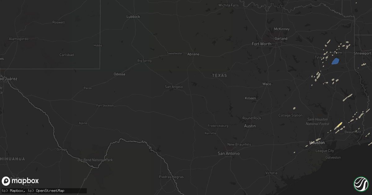 Hail map in Texas on March 17, 2021