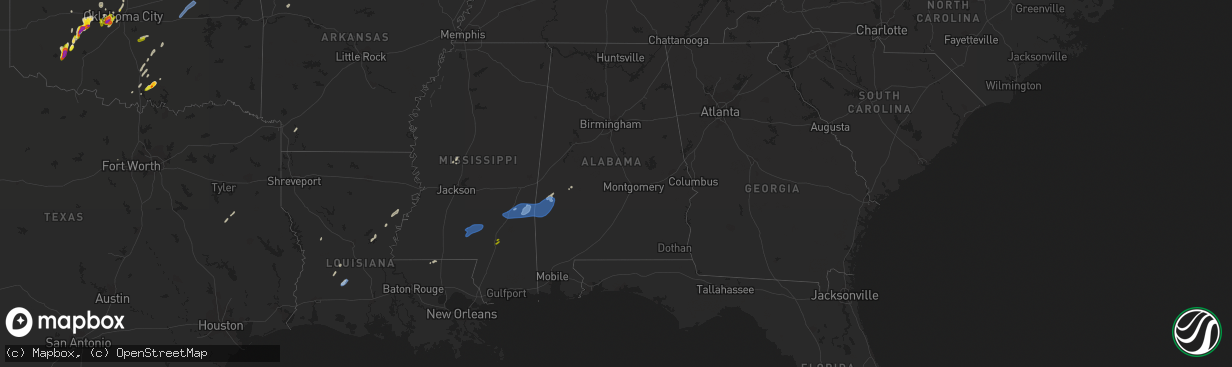 Hail map in Alabama on March 17, 2022