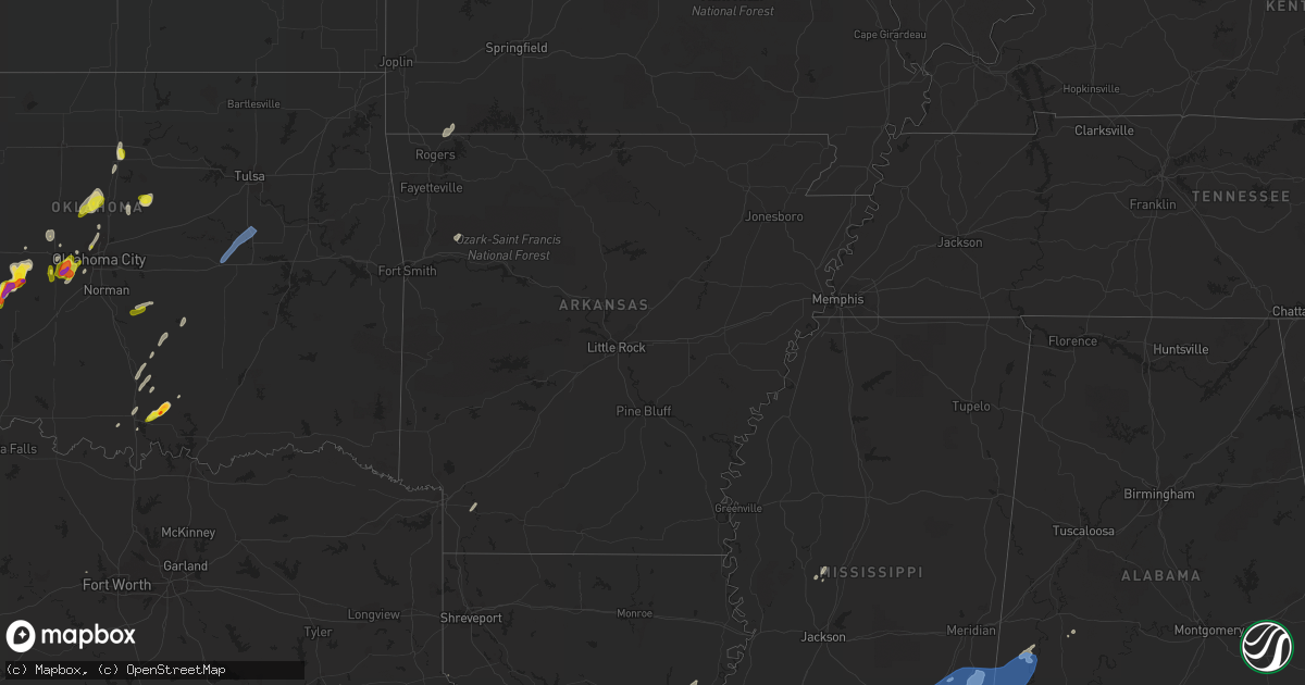Hail map in Arkansas on March 17, 2022