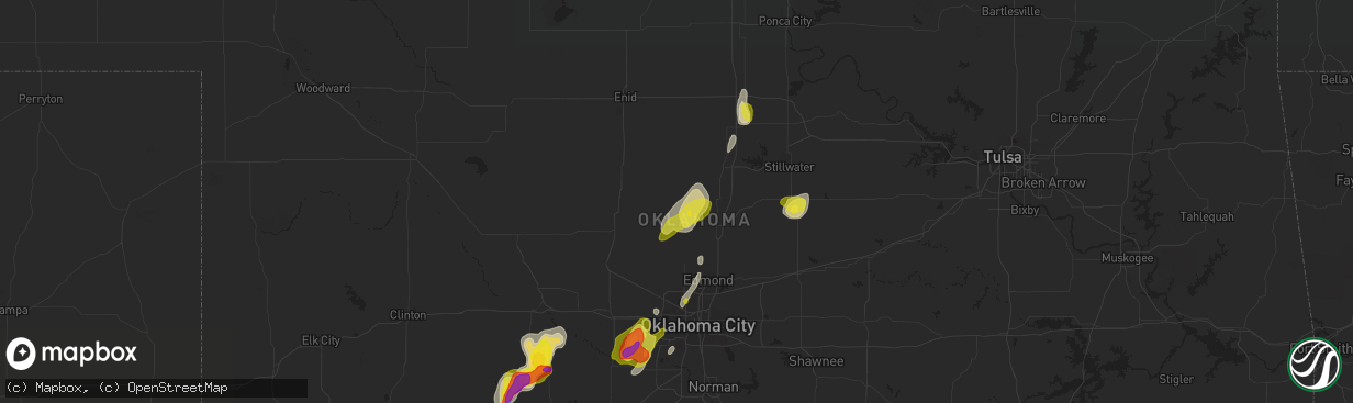 Hail map in Crescent, OK on March 17, 2022