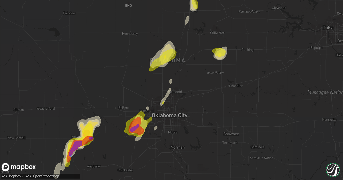Hail map in Edmond, OK on March 17, 2022