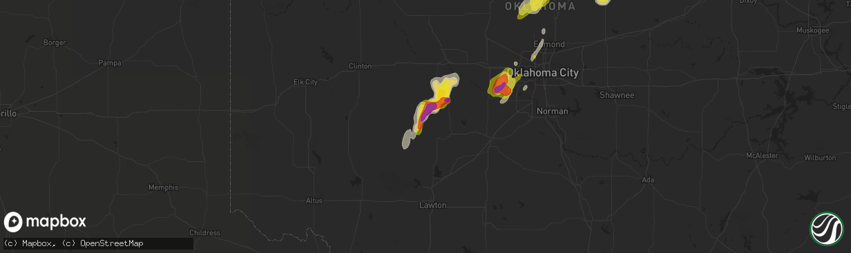 Hail map in Fort Cobb, OK on March 17, 2022