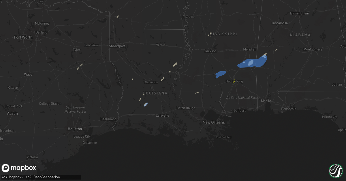 Hail map in Louisiana on March 17, 2022