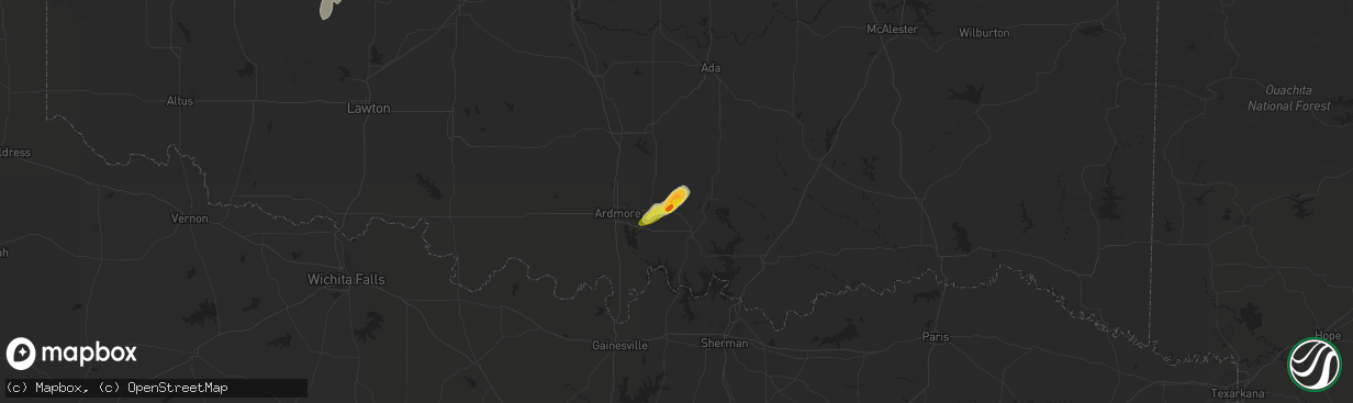 Hail map in Mannsville, OK on March 17, 2022