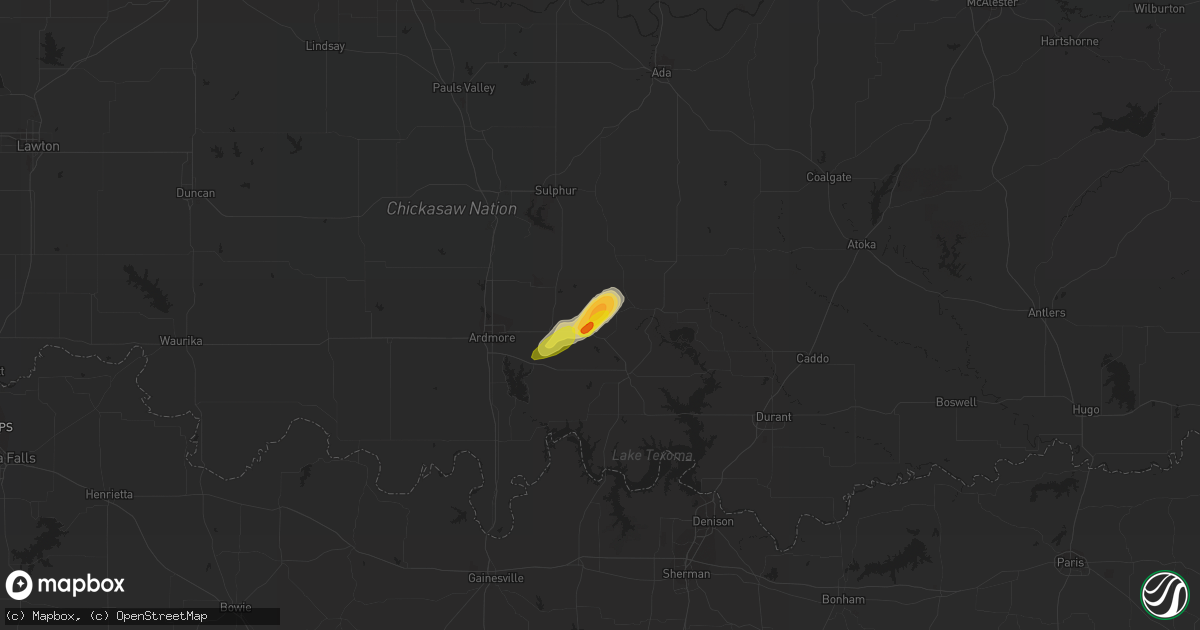 Hail map in Mannsville, OK on March 17, 2022