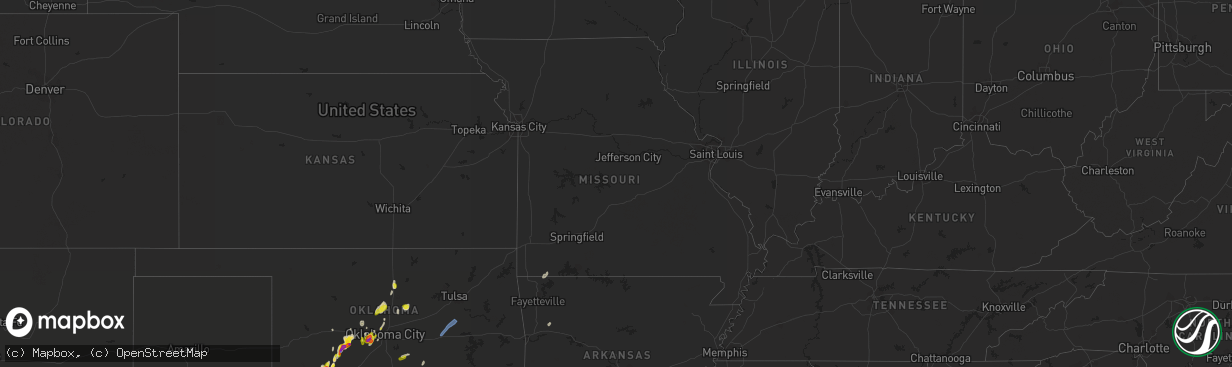 Hail map in Missouri on March 17, 2022