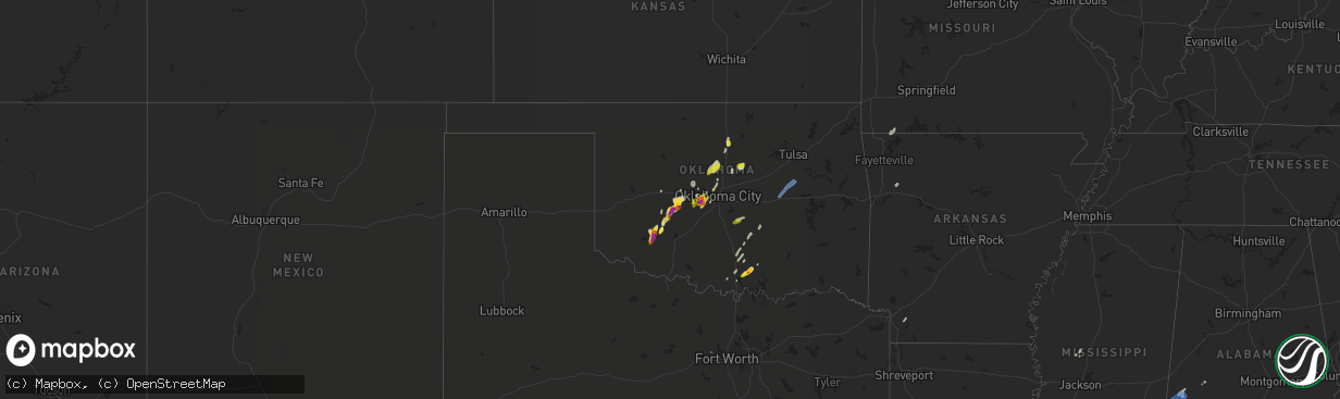 Hail map in Oklahoma on March 17, 2022