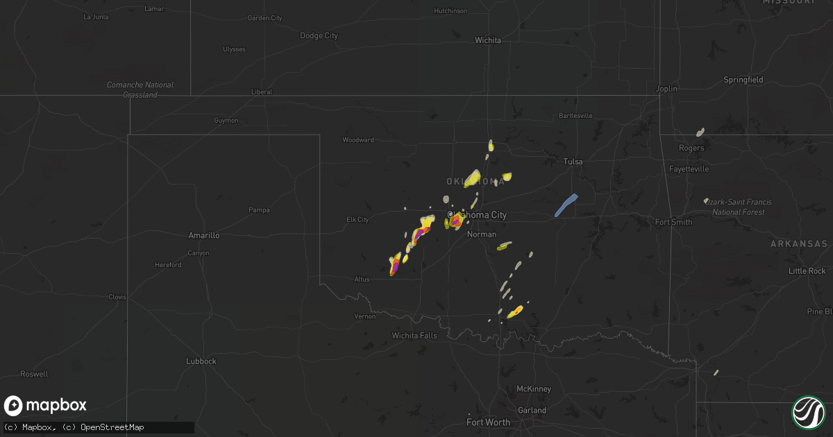 Hail map in Oklahoma on March 17, 2022