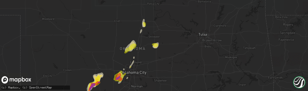 Hail map in Perkins, OK on March 17, 2022