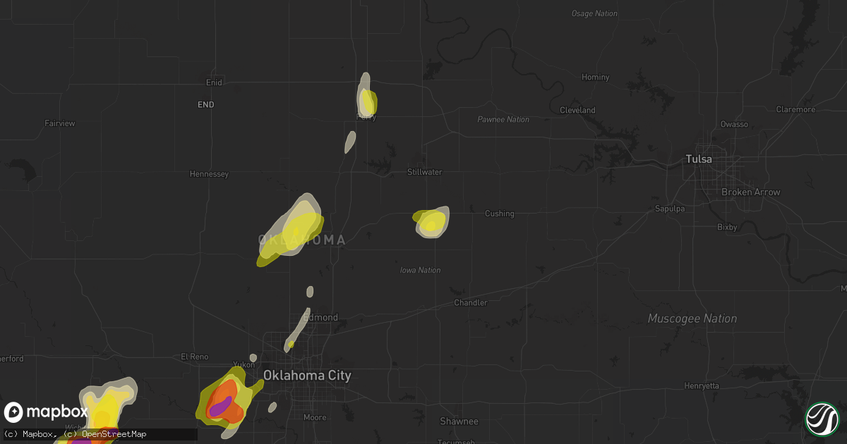 Hail map in Perkins, OK on March 17, 2022