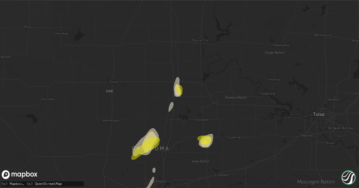 Hail map in Perry, OK on March 17, 2022