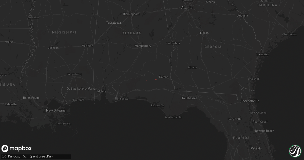 Hail map in Alabama on March 17, 2023