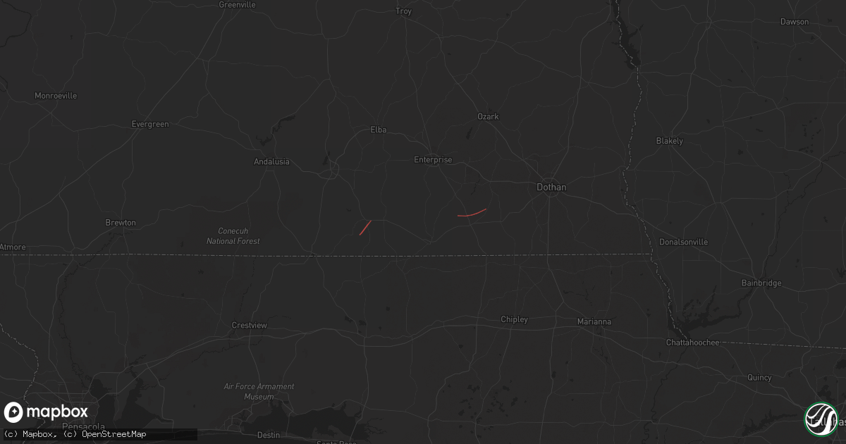 Hail map in Samson, AL on March 17, 2023