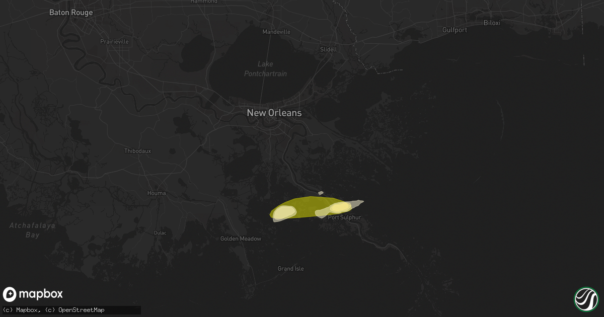 Hail map in Braithwaite, LA on March 17, 2024