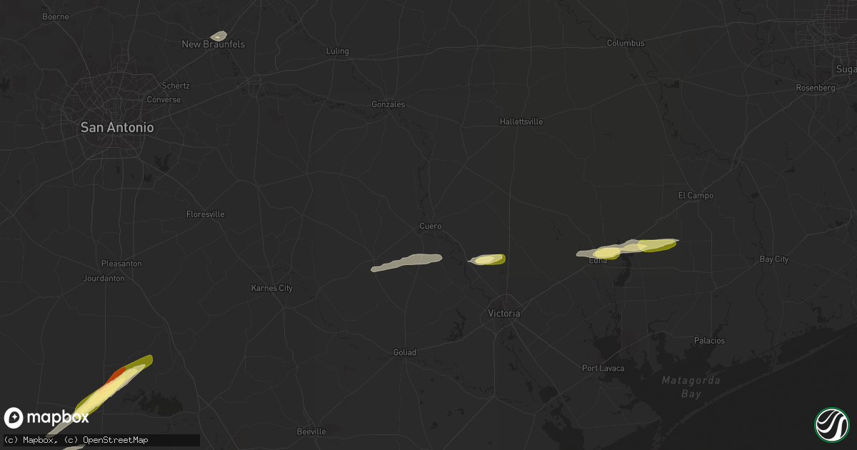 Hail map in Cuero, TX on March 17, 2024