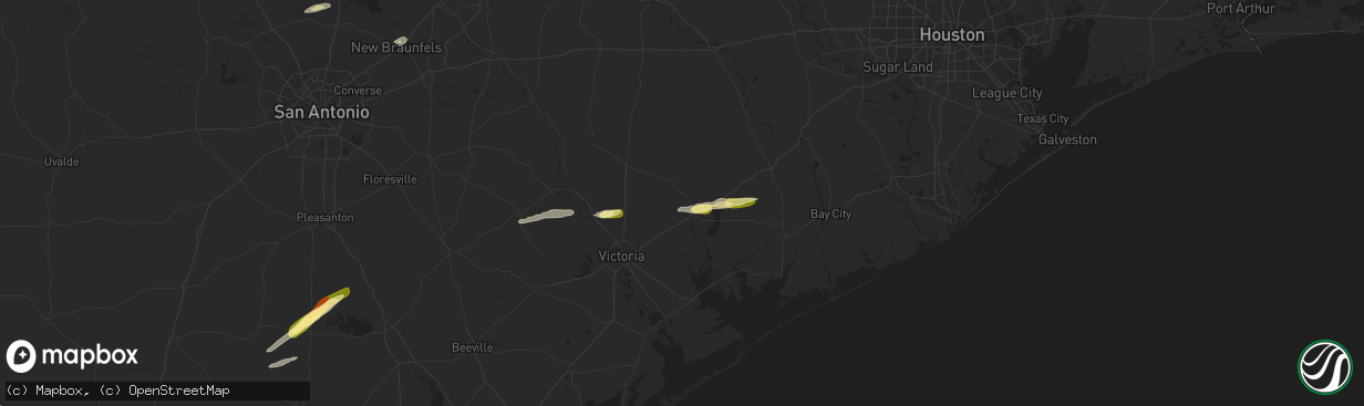 Hail map in Edna, TX on March 17, 2024