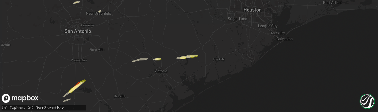 Hail map in Ganado, TX on March 17, 2024