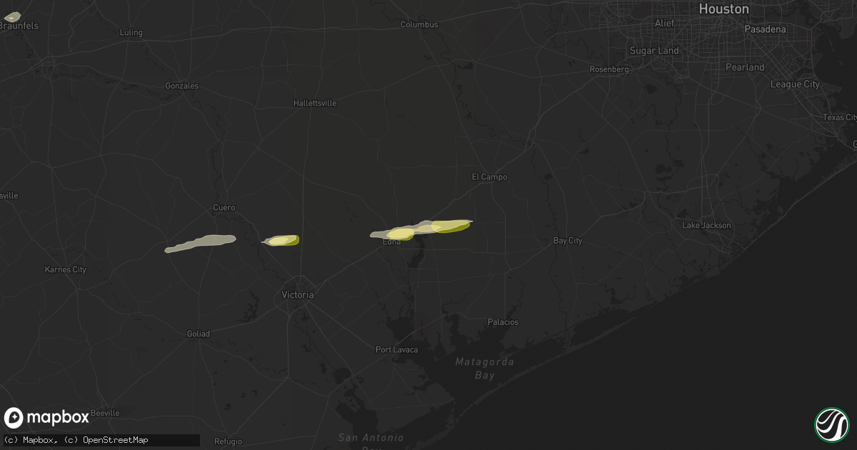 Hail map in Ganado, TX on March 17, 2024